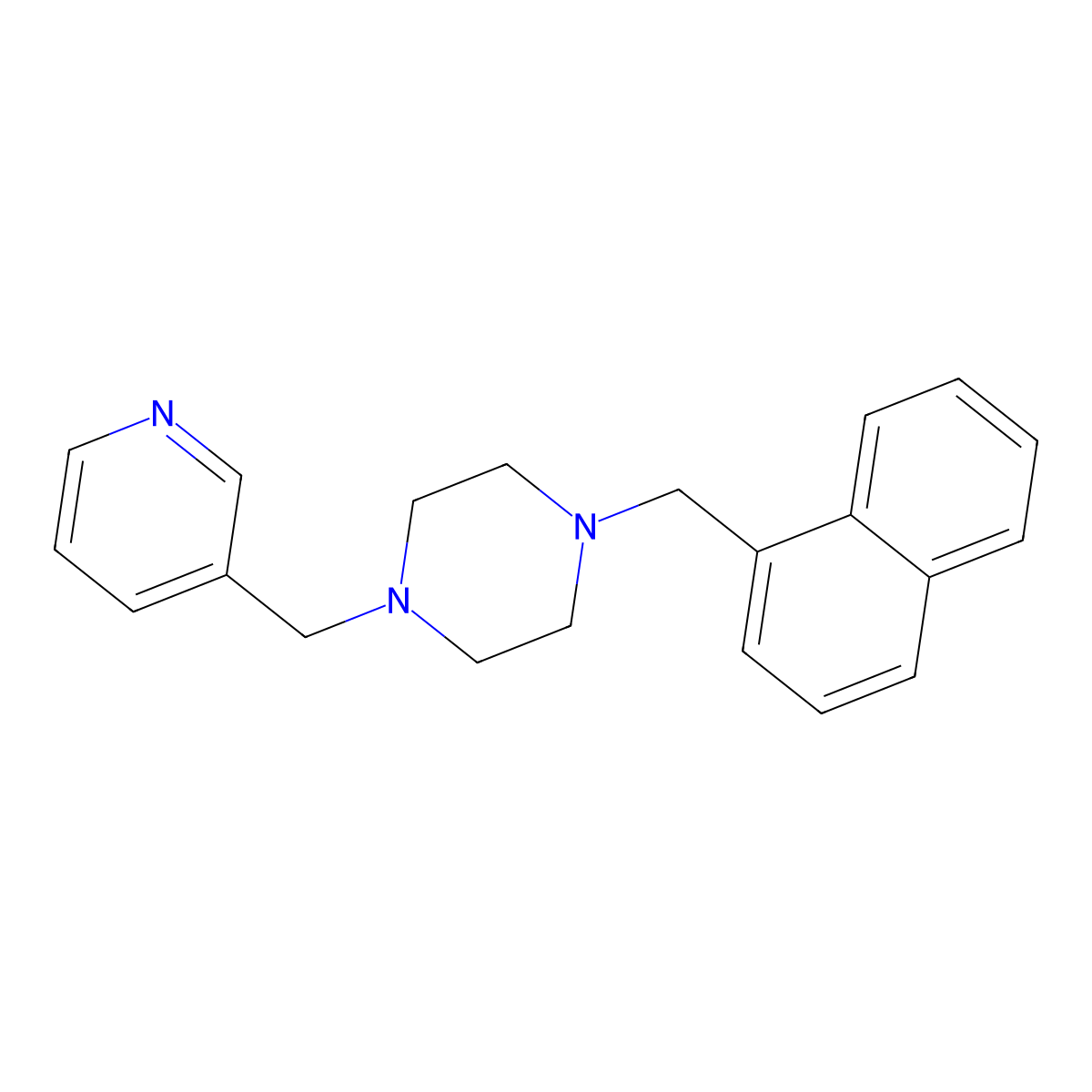 1-(Naphthalen-1-ylmethyl)-4-(pyridin-3-ylmethyl)piperazine molecular structure, CAS 356083-85-7