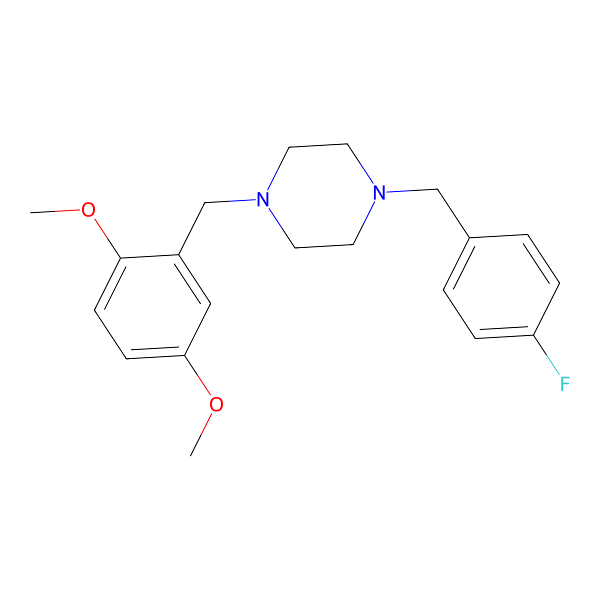 1-(2,5-Dimethoxybenzyl)-4-(4-fluorobenzyl)piperazine molecular structure, CAS 356083-88-0