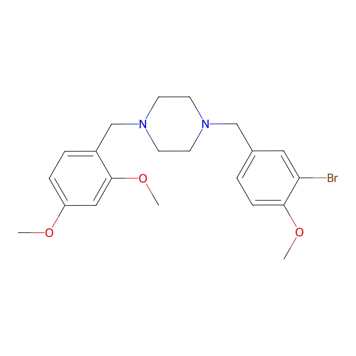 1-(3-Bromo-4-methoxybenzyl)-4-(2,4-dimethoxybenzyl)piperazine molecular structure, CAS 356083-91-5