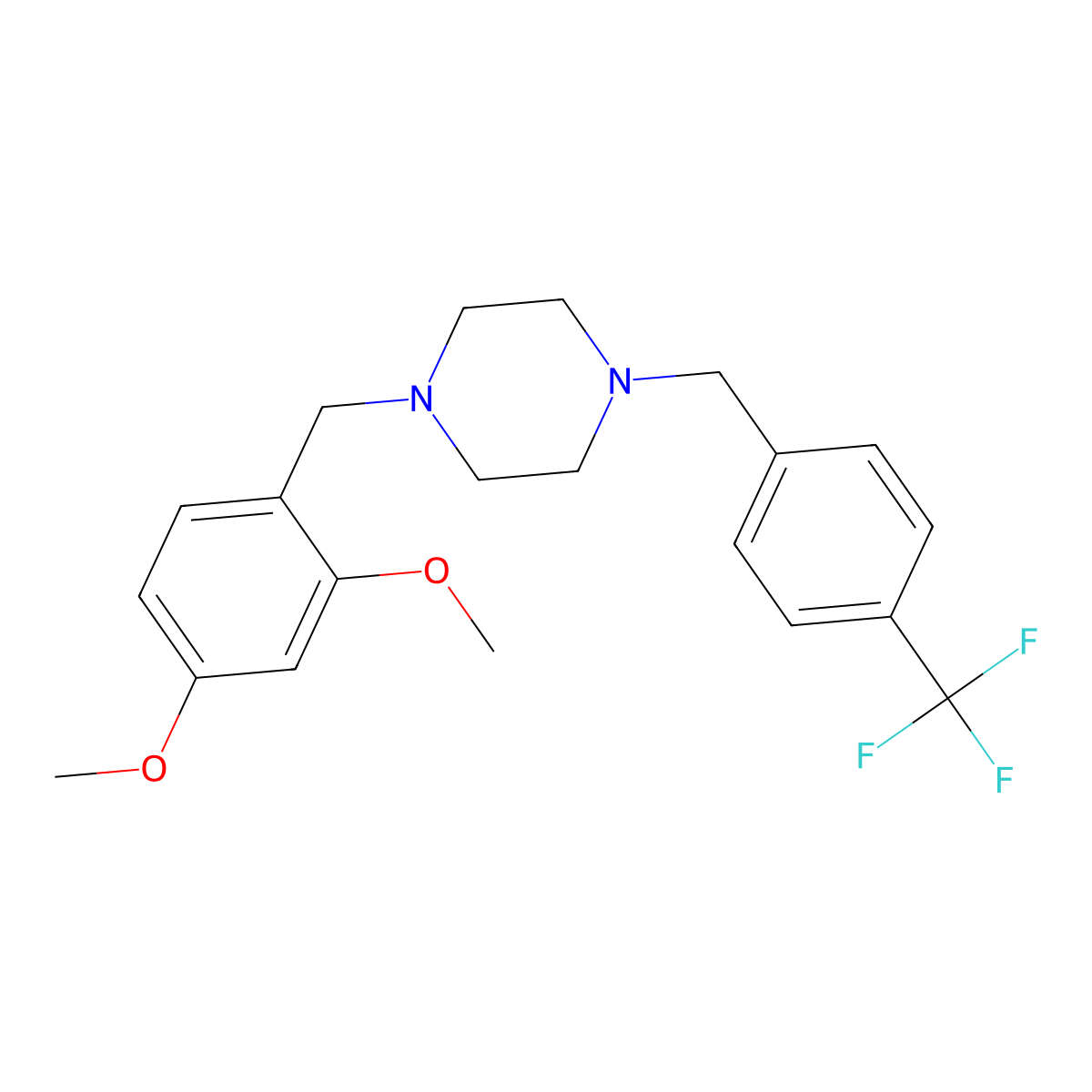 1-(2,4-Dimethoxybenzyl)-4-[4-(trifluoromethyl)benzyl]piperazine molecular structure, CAS 356083-95-9
