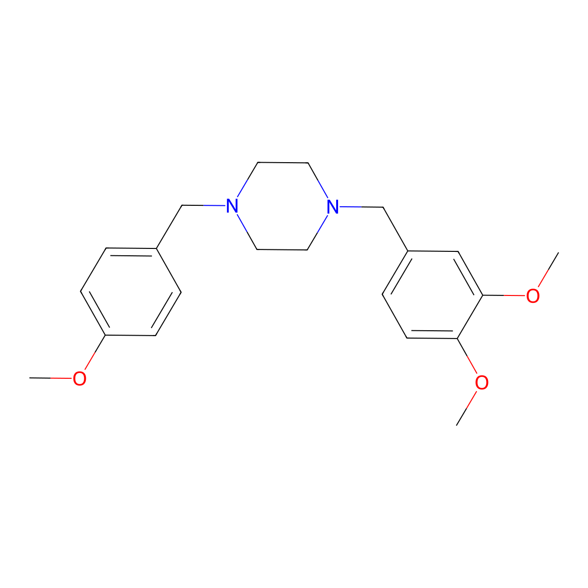 1-[(3,4-Dimethoxyphenyl)methyl]-4-[(4-methoxyphenyl)methyl]piperazine molecular structure, CAS 356083-97-1