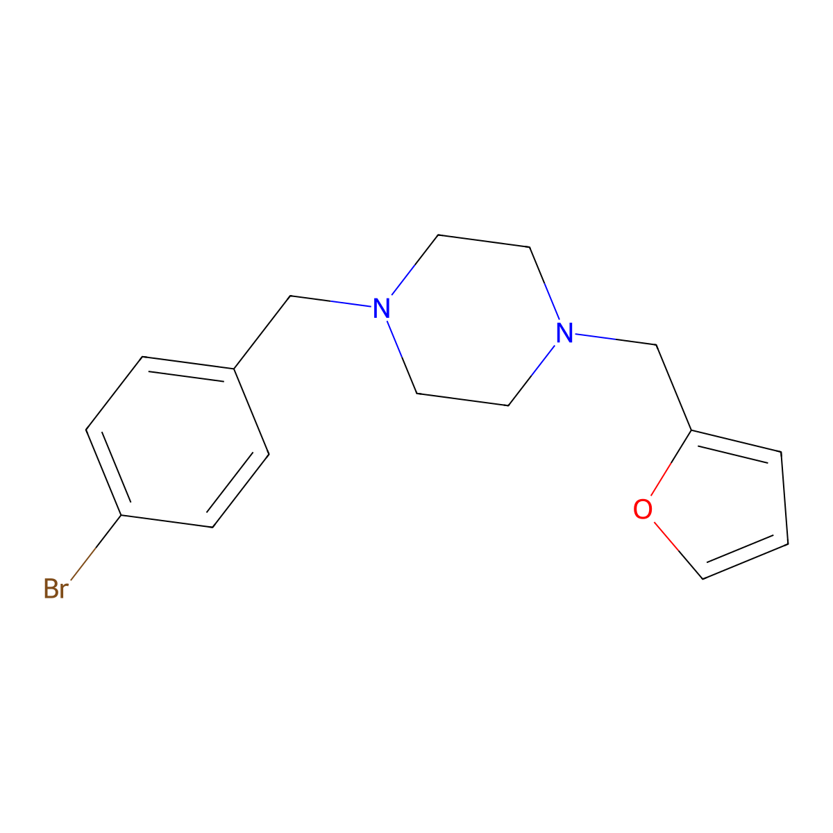 1-[(4-Bromophenyl)methyl]-4-(furan-2-ylmethyl)piperazine molecular structure, CAS 356084-00-9