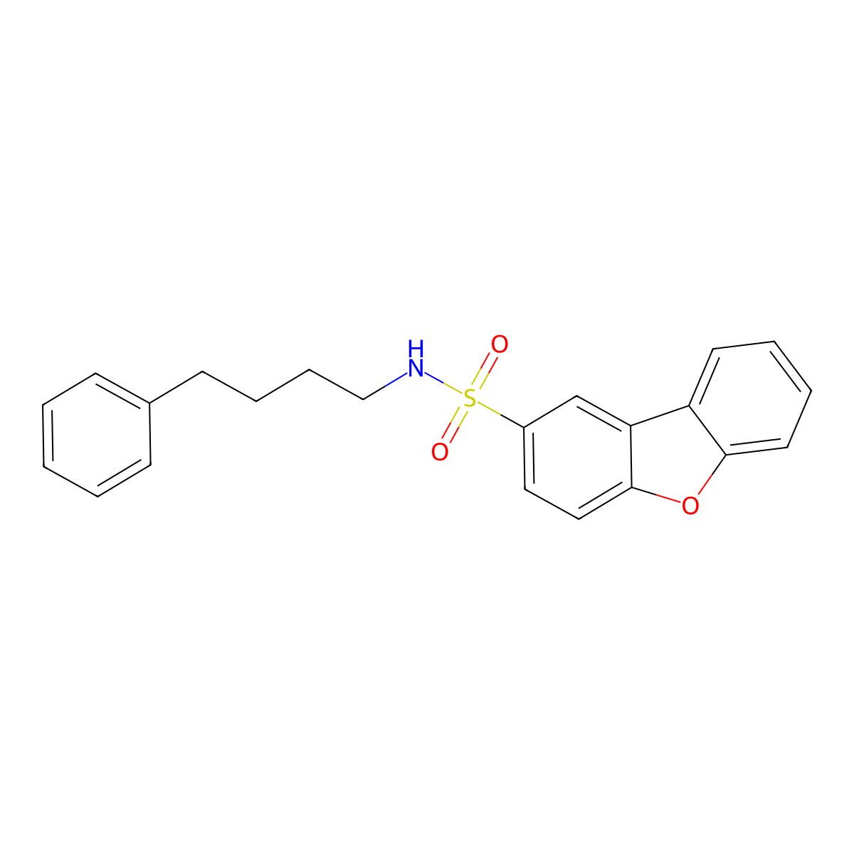N-(4-phenylbutyl)dibenzofuran-2-sulfonamide molecular structure, CAS 356084-06-5