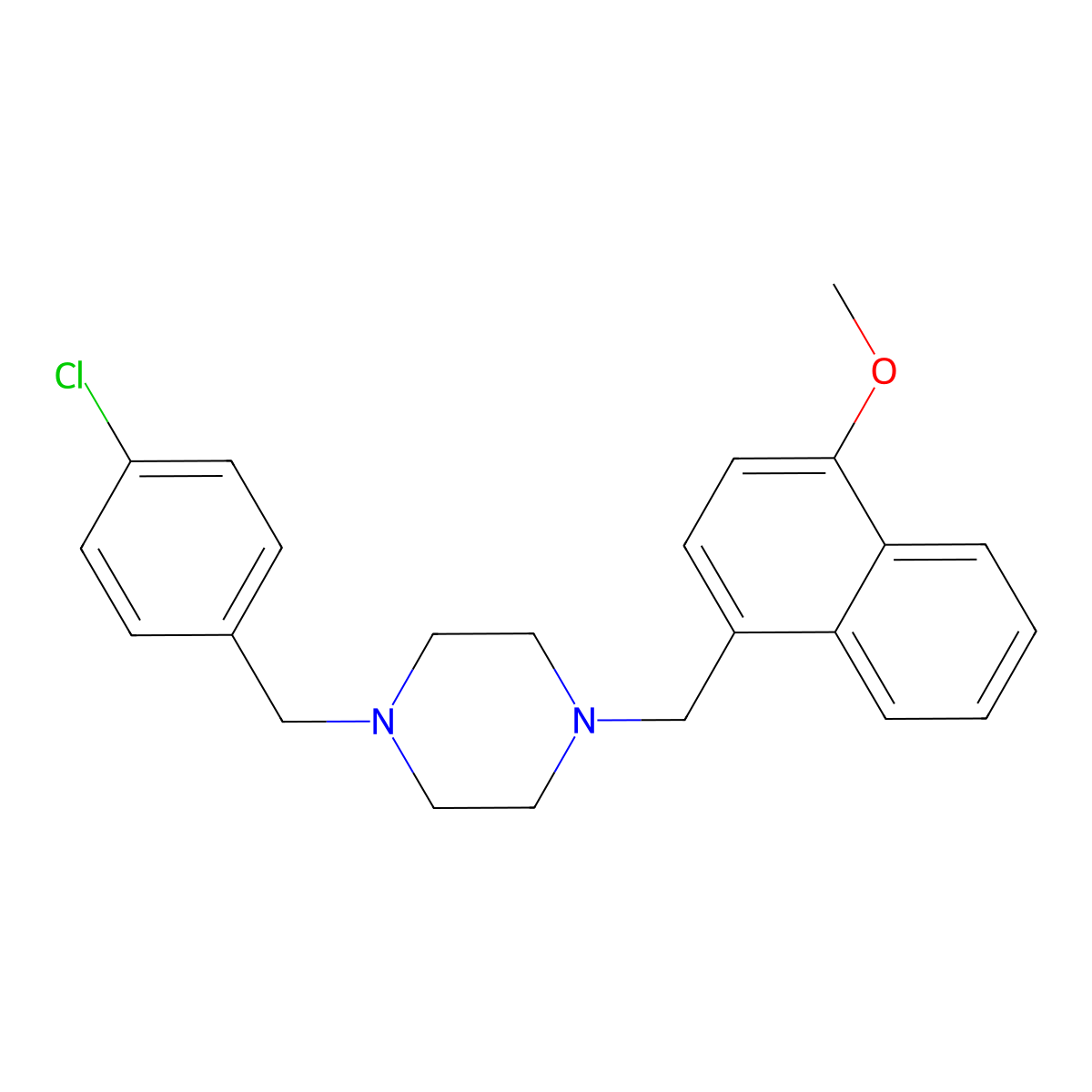 1-[(4-Chlorophenyl)methyl]-4-[(4-methoxynaphthalen-1-yl)methyl]piperazine molecular structure, CAS 356084-11-2
