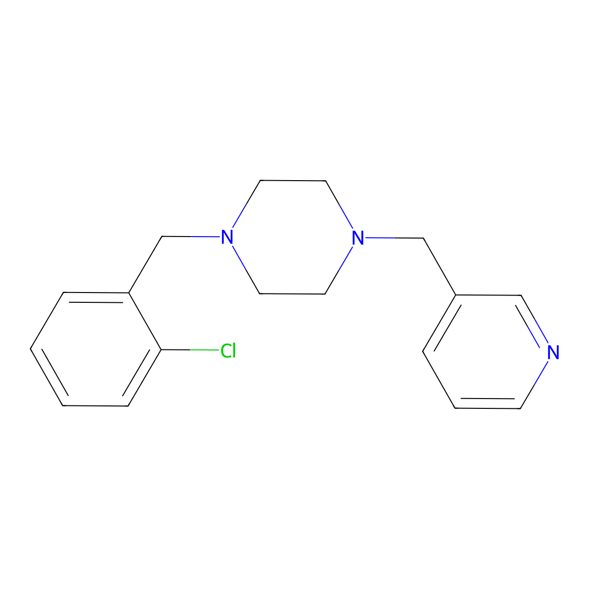 1-[(2-Chlorophenyl)methyl]-4-(pyridin-3-ylmethyl)piperazine molecular structure, CAS 356084-15-6