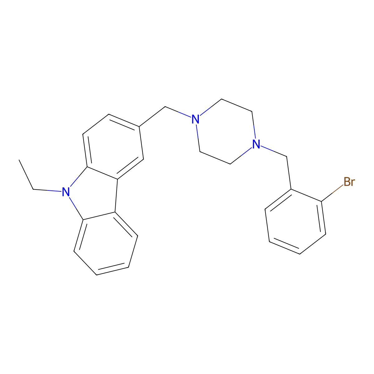 3-[[4-[(2-Bromophenyl)methyl]piperazin-1-yl]methyl]-9-ethylcarbazole molecular structure, CAS 356084-26-9