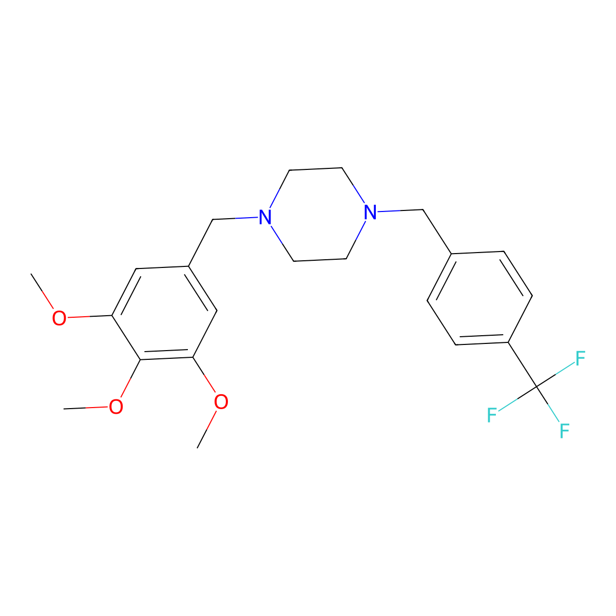1-[4-(Trifluoromethyl)benzyl]-4-(3,4,5-trimethoxybenzyl)piperazine molecular structure, CAS 356084-35-0