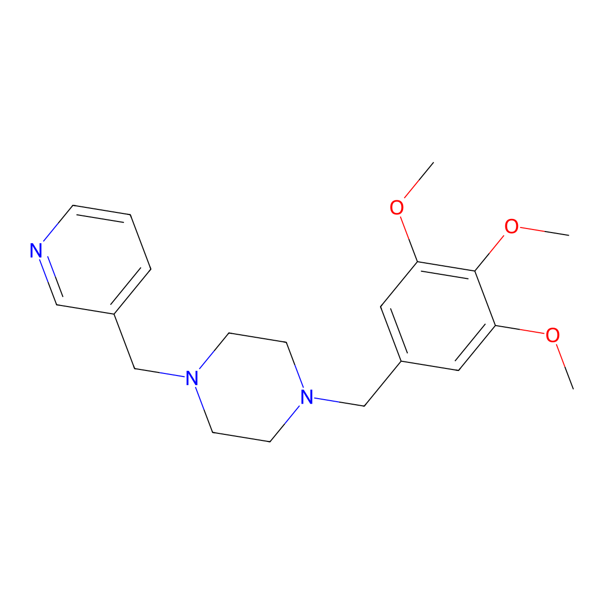 1-(Pyridin-3-ylmethyl)-4-[(3,4,5-trimethoxyphenyl)methyl]piperazine molecular structure, CAS 356084-65-6
