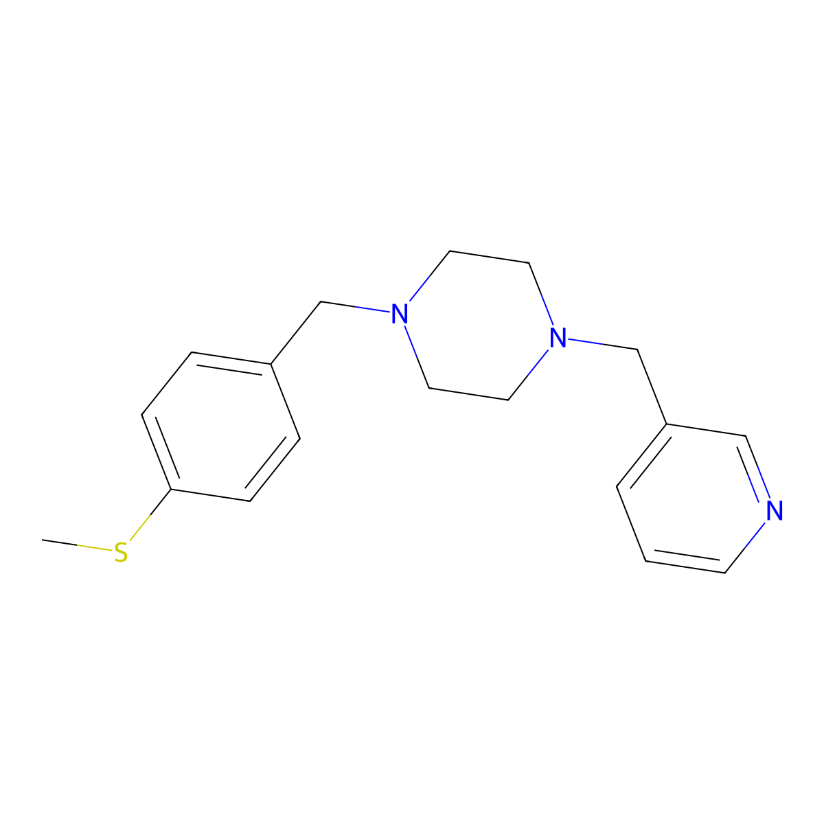 1-[(4-Methylsulfanylphenyl)methyl]-4-(pyridin-3-ylmethyl)piperazine molecular structure, CAS 356084-68-9