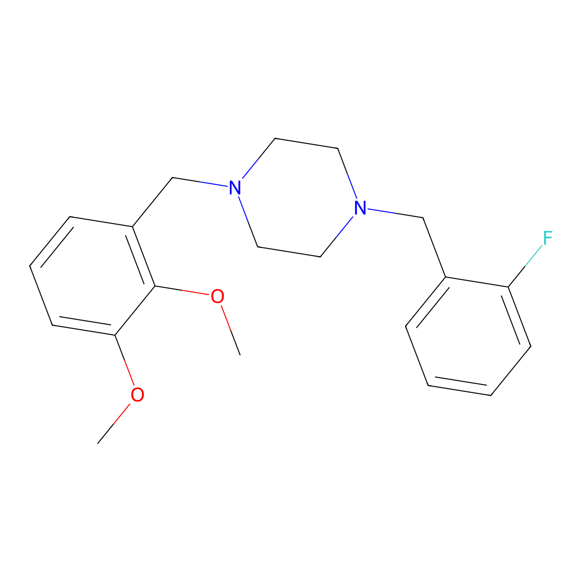1-[(2,3-Dimethoxyphenyl)methyl]-4-[(2-fluorophenyl)methyl]piperazine molecular structure, CAS 356084-72-5