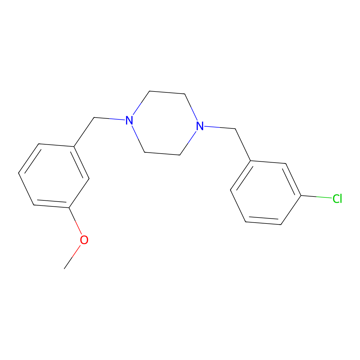 1-(3-Chlorobenzyl)-4-(3-methoxybenzyl)piperazine molecular structure, CAS 356084-80-5