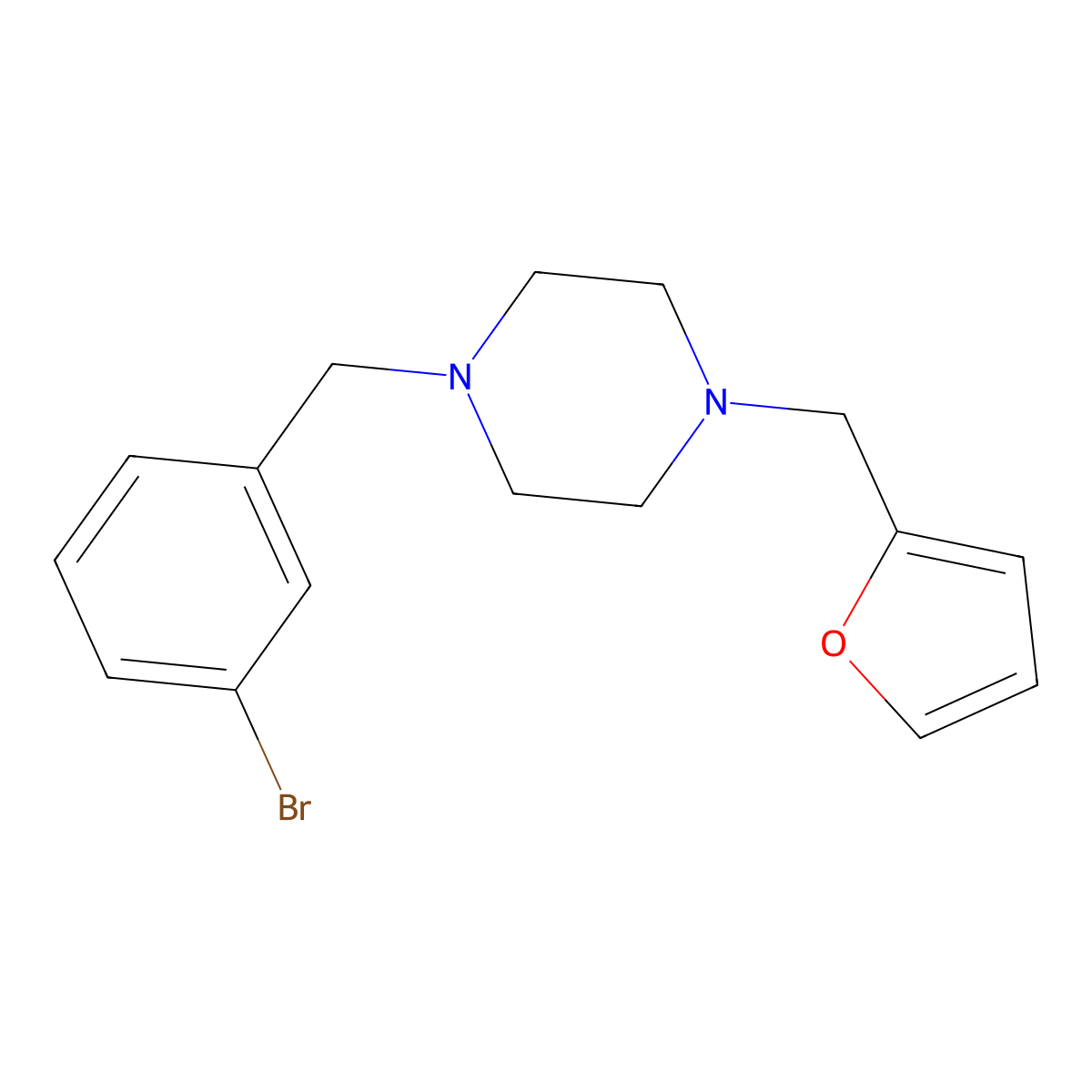 1-[(3-Bromophenyl)methyl]-4-(furan-2-ylmethyl)piperazine molecular structure, CAS 356084-84-9