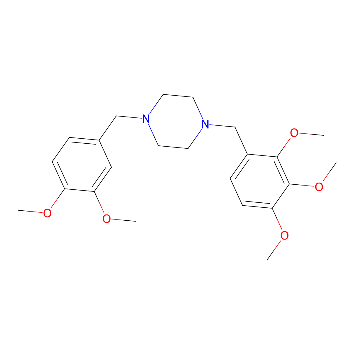 1-(3,4-Dimethoxybenzyl)-4-(2,3,4-trimethoxybenzyl)piperazine molecular structure, CAS 356084-95-2