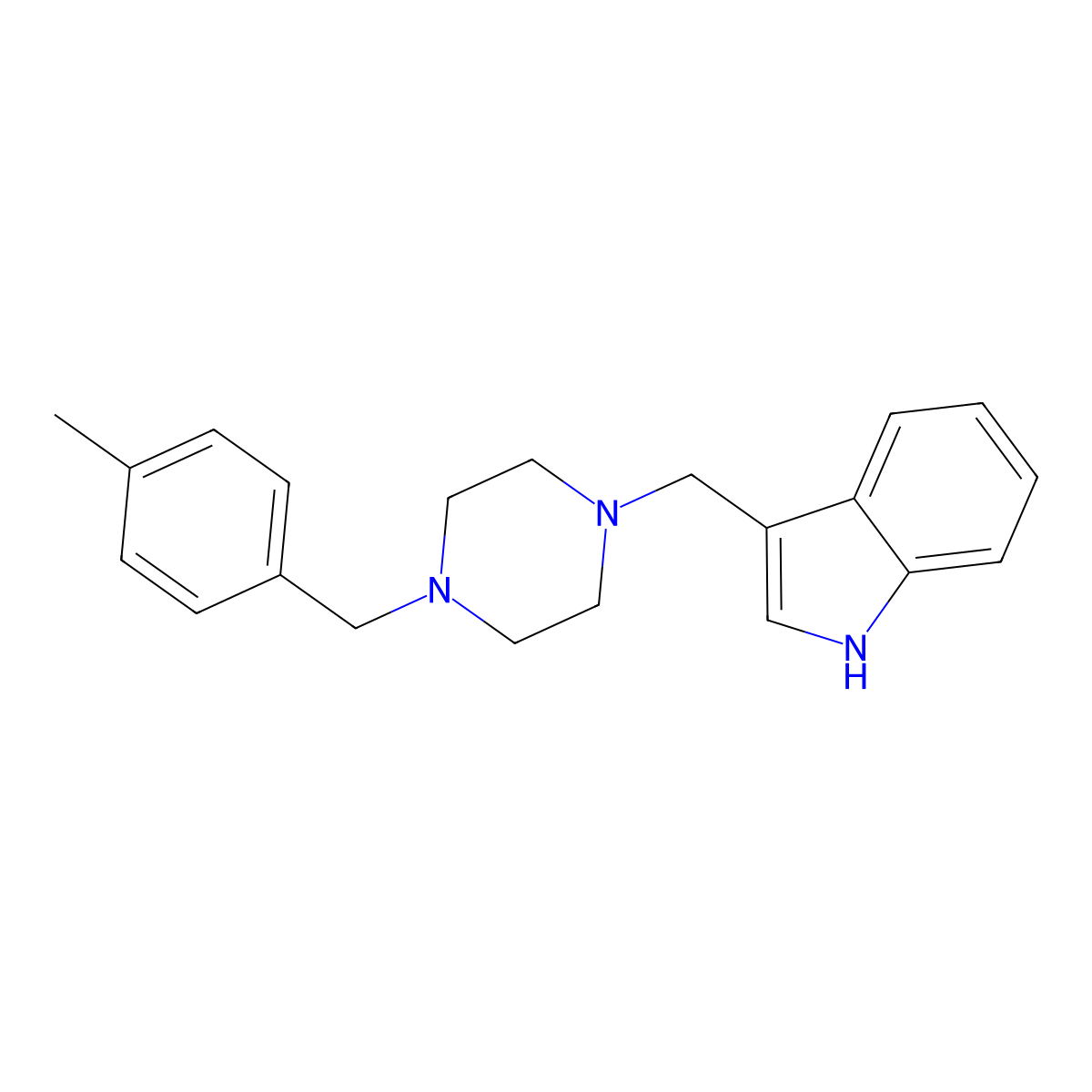 3-{[4-(4-methylbenzyl)piperazin-1-yl]methyl}-1H-indole molecular structure, CAS 356085-10-4