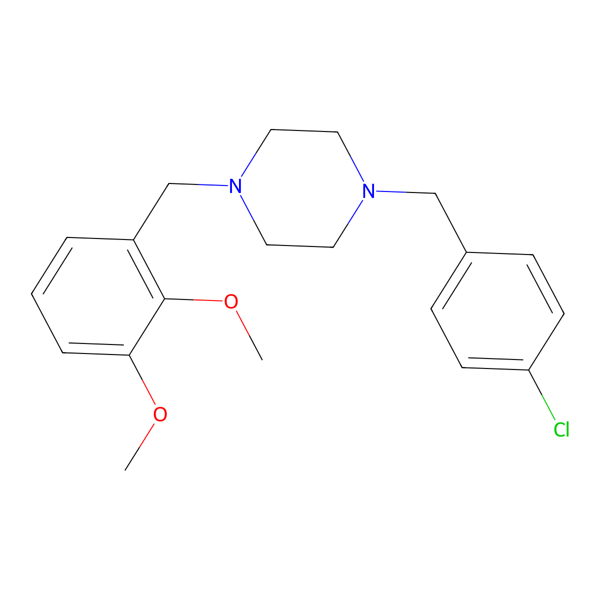 1-(4-Chlorobenzyl)-4-(2,3-dimethoxybenzyl)piperazine molecular structure, CAS 356085-18-2
