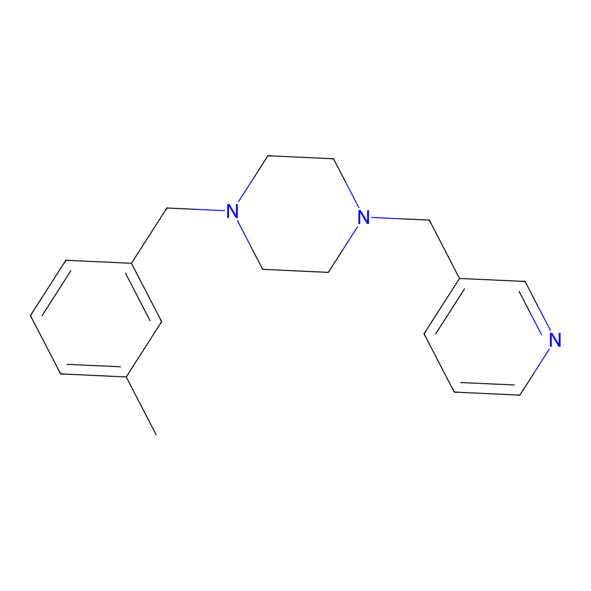 1-[(3-Methylphenyl)methyl]-4-(pyridin-3-ylmethyl)piperazine molecular structure, CAS 356085-25-1