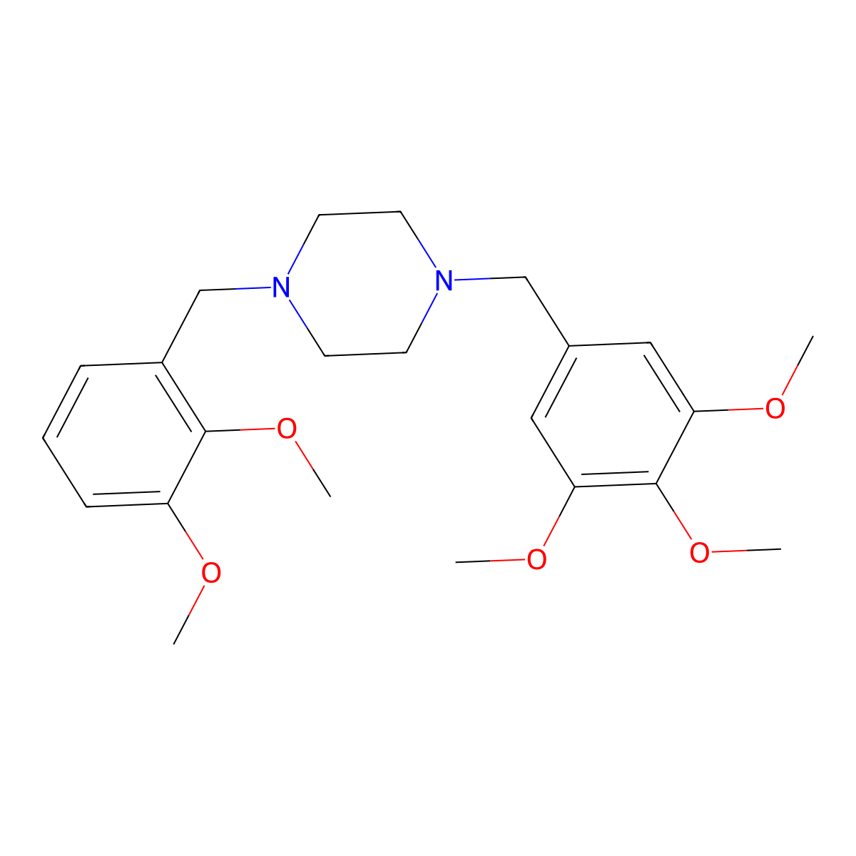 1-[(2,3-Dimethoxyphenyl)methyl]-4-[(3,4,5-trimethoxyphenyl)methyl]piperazine molecular structure, CAS 356085-31-9
