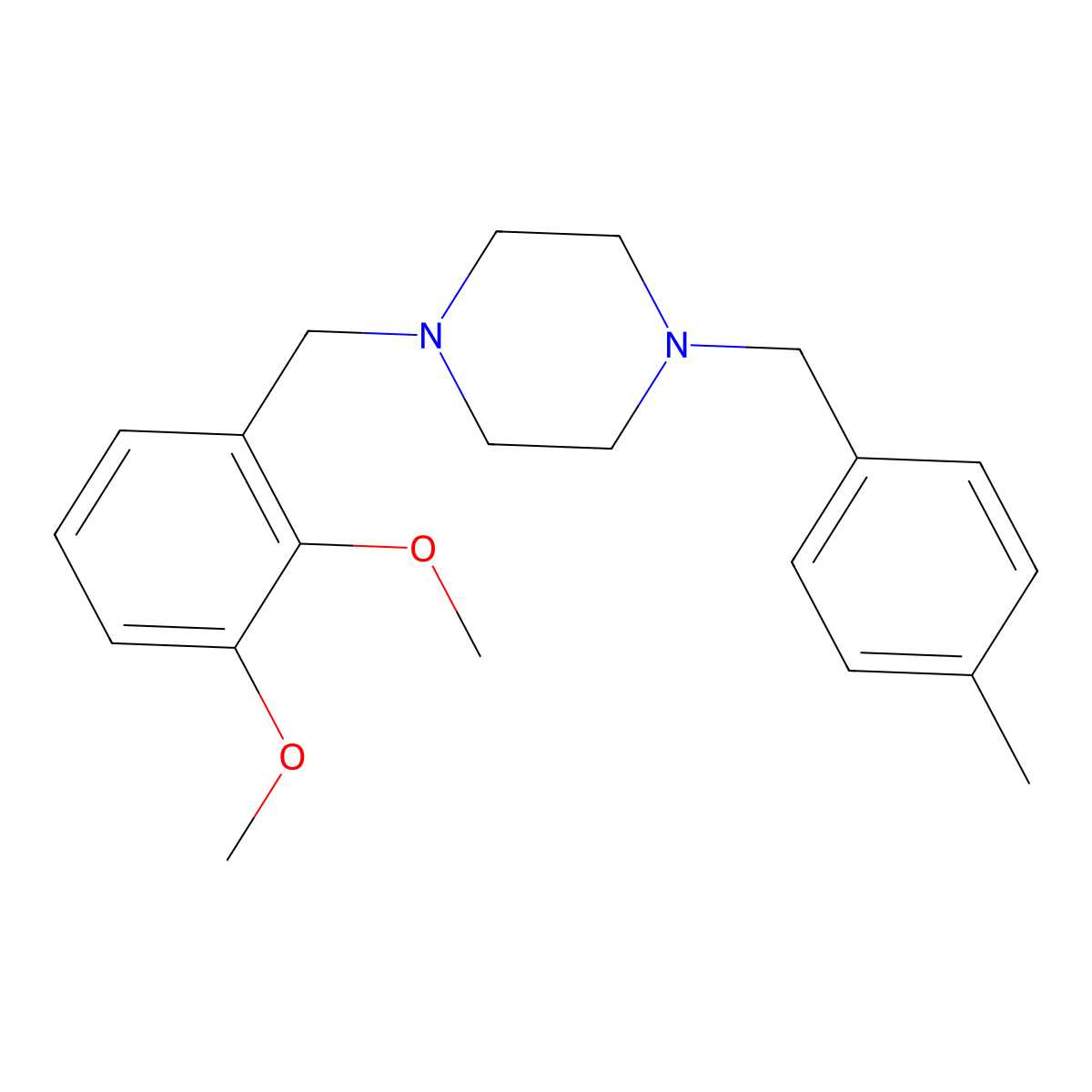1-(2,3-Dimethoxybenzyl)-4-(4-methylbenzyl)piperazine molecular structure, CAS 356085-34-2