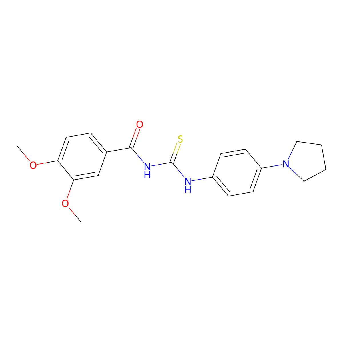 3,4-dimethoxy-N-[[4-(1-pyrrolidinyl)anilino]-sulfanylidenemethyl]benzamide molecular structure, CAS 356085-36-4