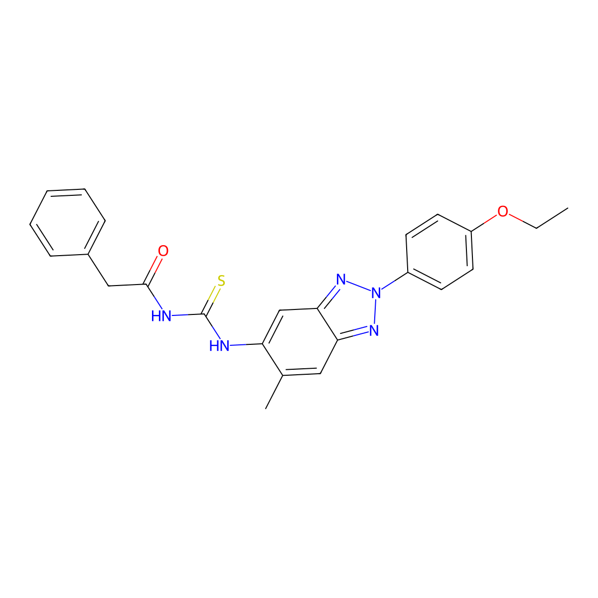 N-[[2-(4-ethoxyphenyl)-6-methylbenzotriazol-5-yl]carbamothioyl]-2-phenylacetamide molecular structure, CAS 356085-41-1