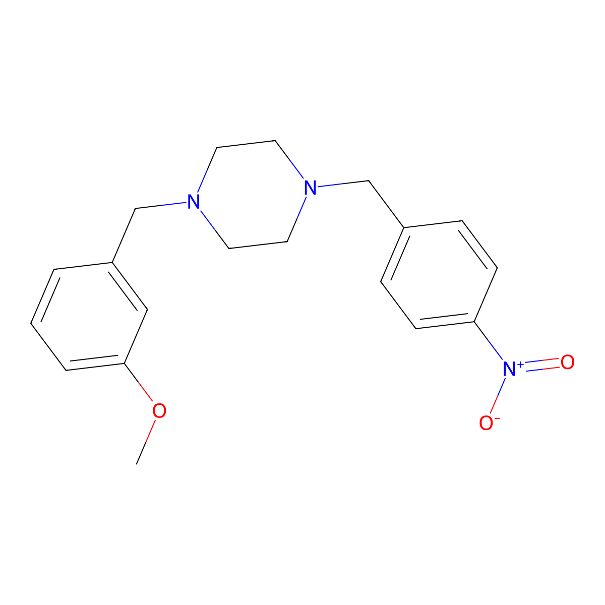 1-[(3-Methoxyphenyl)methyl]-4-[(4-nitrophenyl)methyl]piperazine molecular structure, CAS 356085-44-4