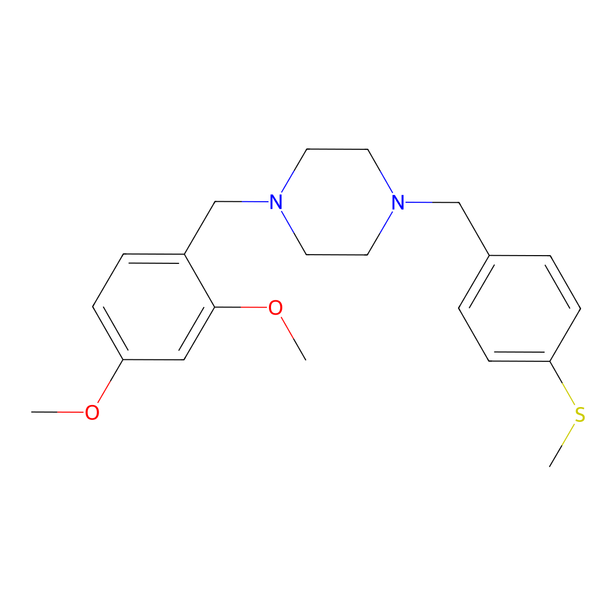1-(2,4-Dimethoxybenzyl)-4-[4-(methylsulfanyl)benzyl]piperazine molecular structure, CAS 356085-46-6