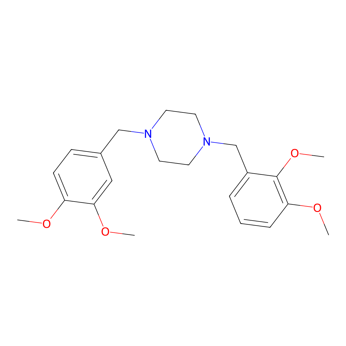 1-[(2,3-Dimethoxyphenyl)methyl]-4-[(3,4-dimethoxyphenyl)methyl]piperazine molecular structure, CAS 356085-54-6