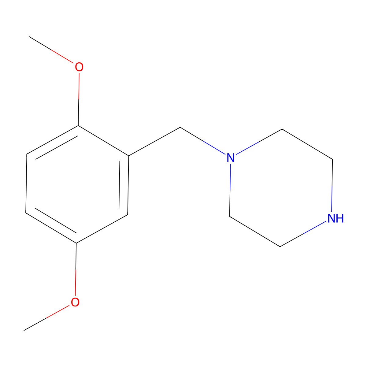 1-((2,5-Dimethoxyphenyl)methyl)piperazine molecular structure, CAS 356085-57-9