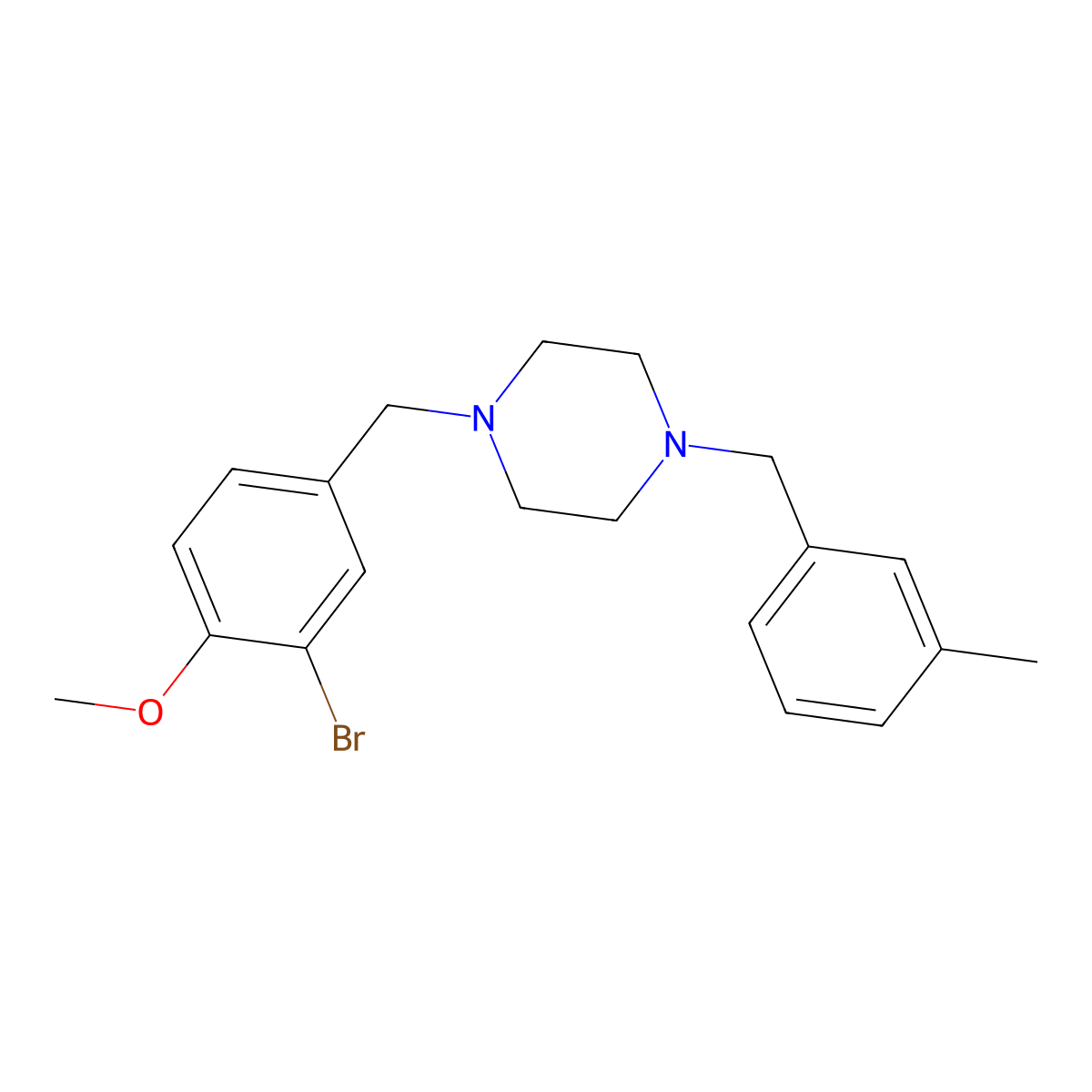 1-[(3-Bromo-4-methoxyphenyl)methyl]-4-[(3-methylphenyl)methyl]piperazine molecular structure, CAS 356085-62-6