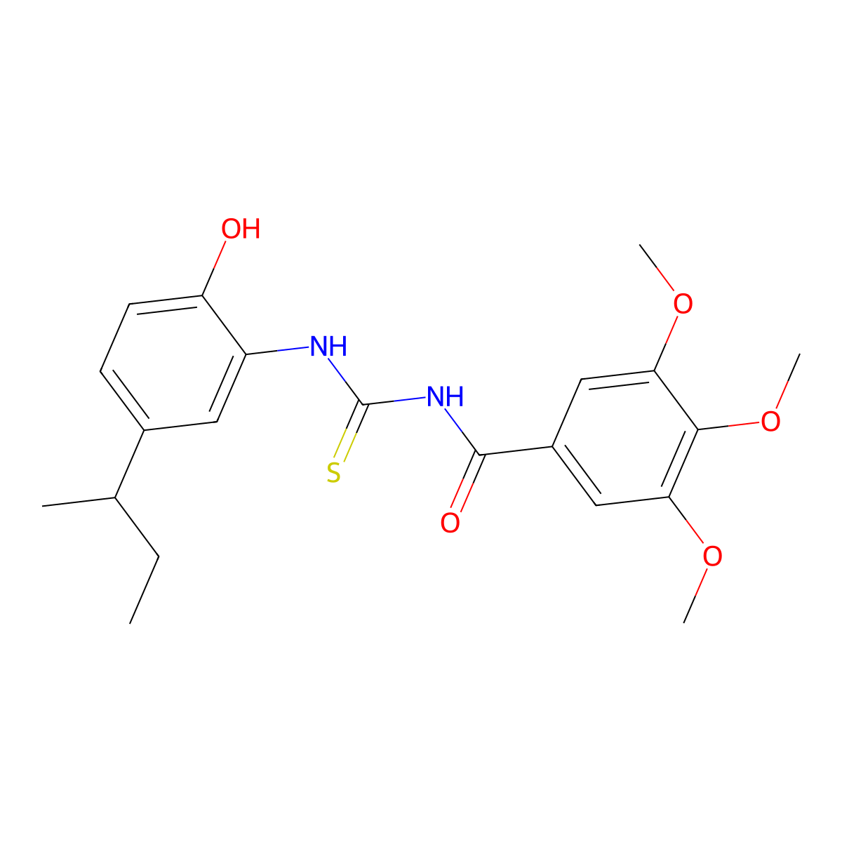 N-{[5-(butan-2-yl)-2-hydroxyphenyl]carbamothioyl}-3,4,5-trimethoxybenzamide molecular structure, CAS 356085-67-1