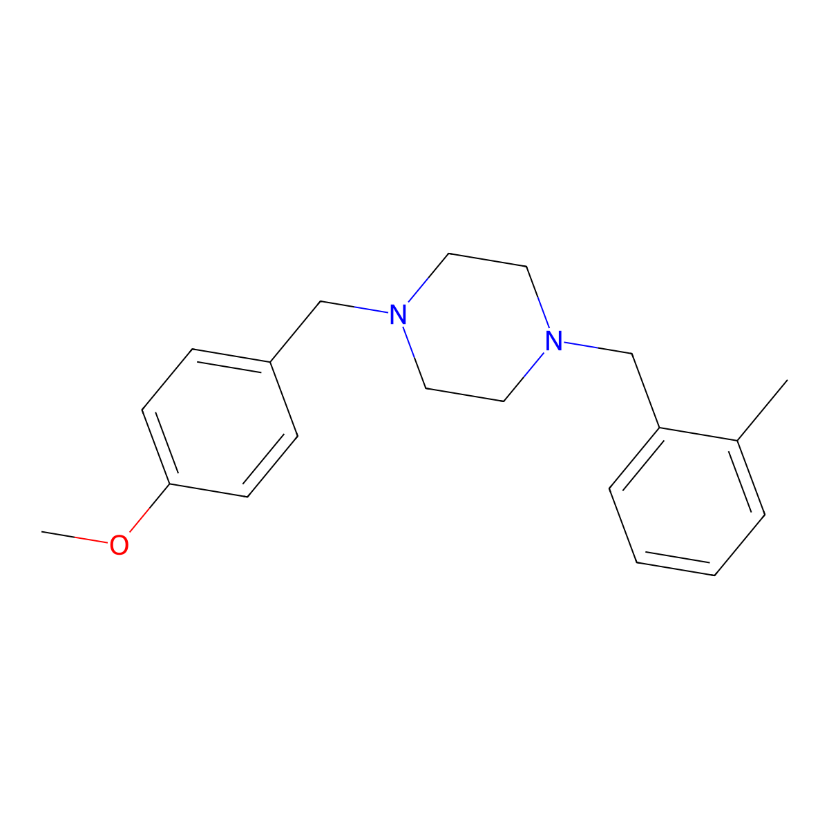 1-[(4-Methoxyphenyl)methyl]-4-[(2-methylphenyl)methyl]piperazine molecular structure, CAS 356085-68-2