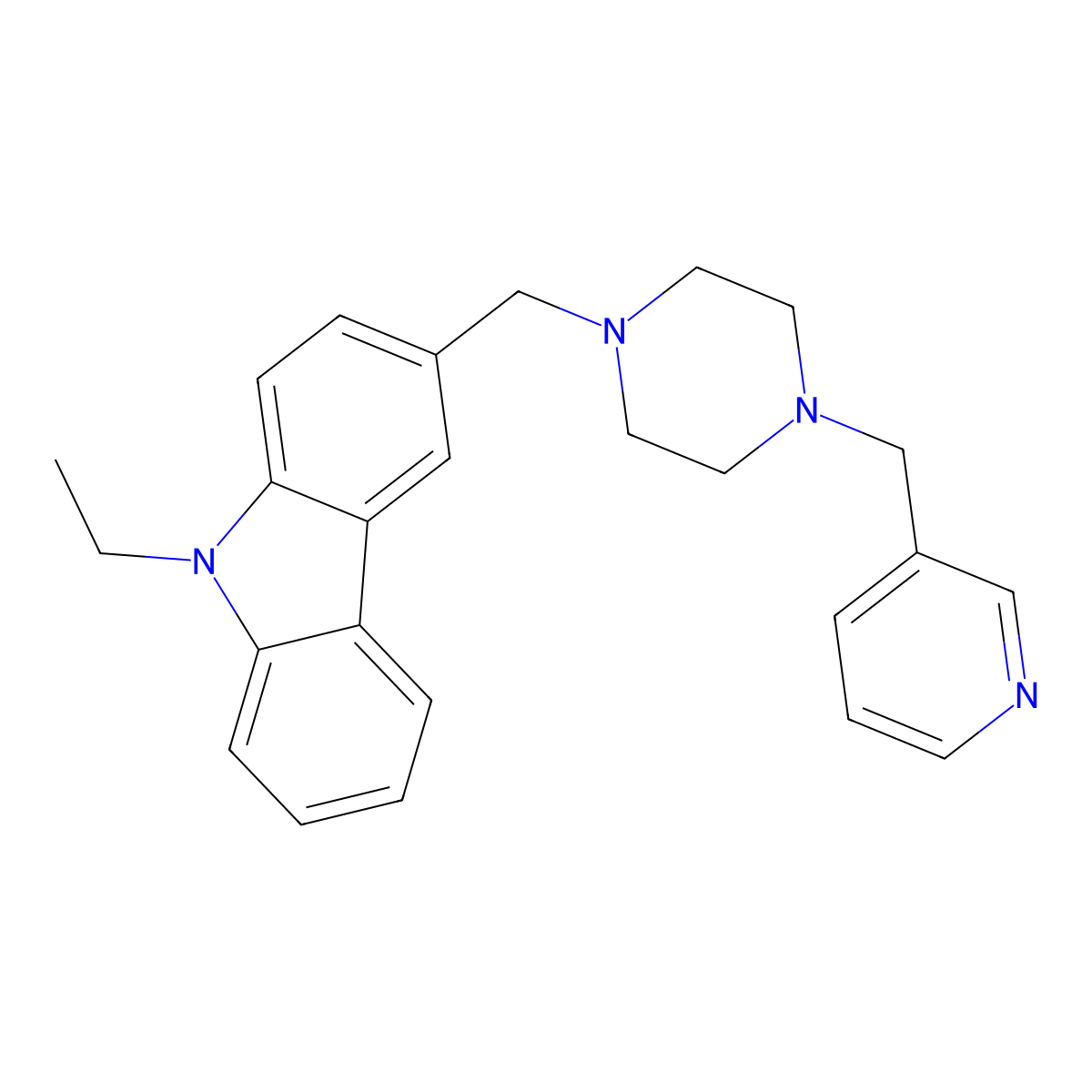9-Ethyl-3-[[4-(pyridin-3-ylmethyl)piperazin-1-yl]methyl]carbazole molecular structure, CAS 356085-71-7