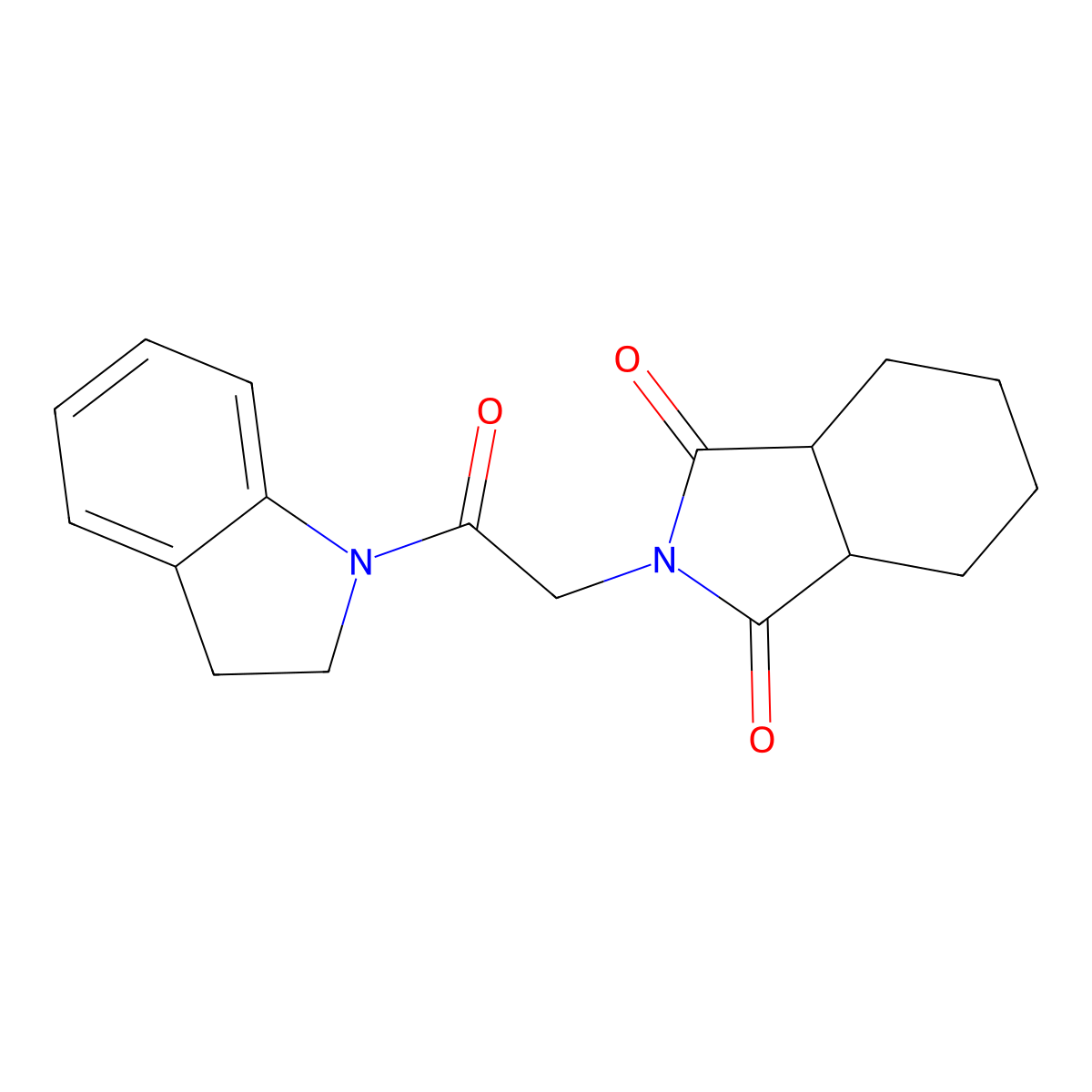 2-[2-(2,3-dihydro-1H-indol-1-yl)-2-oxoethyl]hexahydro-1H-isoindole-1,3(2H)-dione molecular structure, CAS 356085-72-8