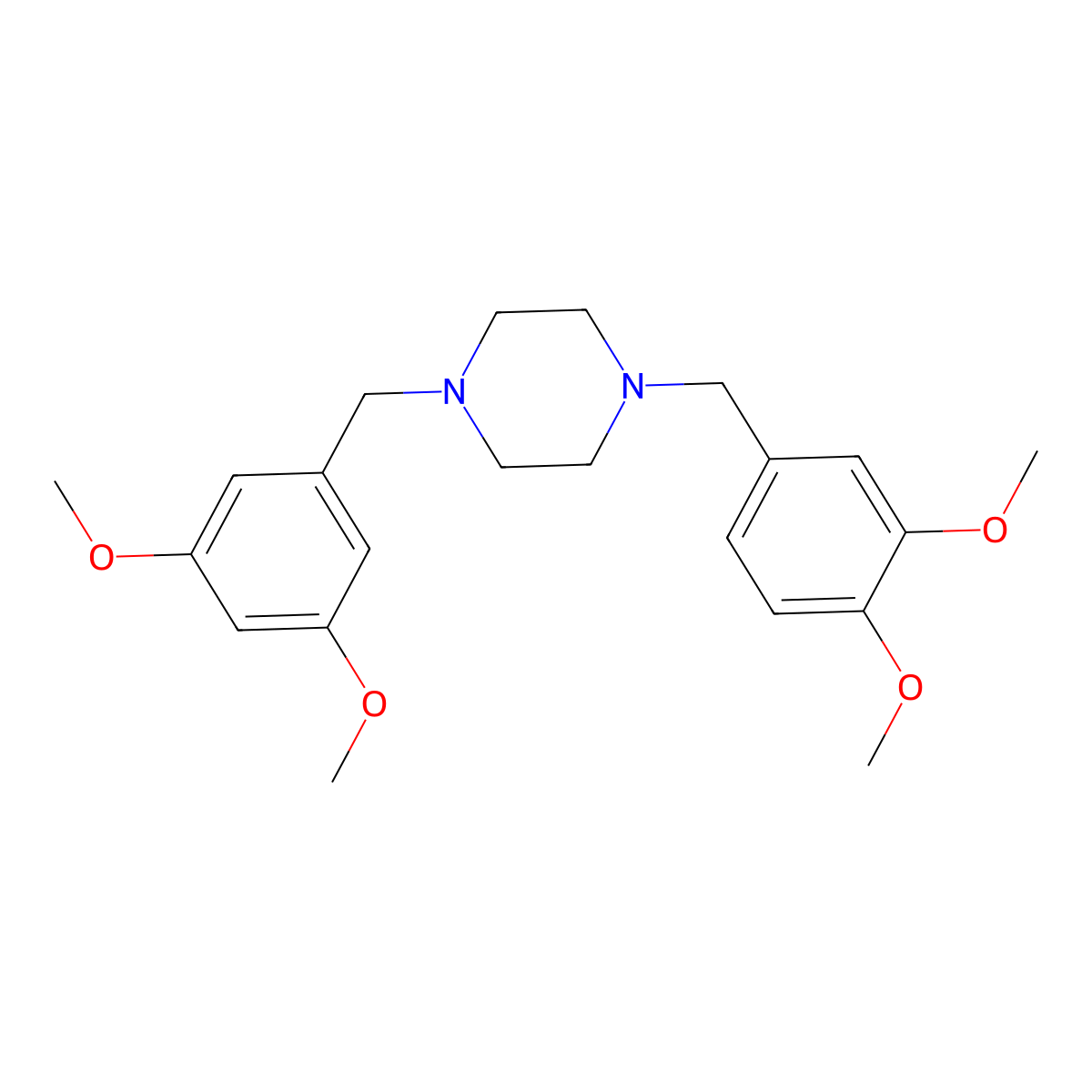 1-[(3,4-Dimethoxyphenyl)methyl]-4-[(3,5-dimethoxyphenyl)methyl]piperazine molecular structure, CAS 356085-74-0