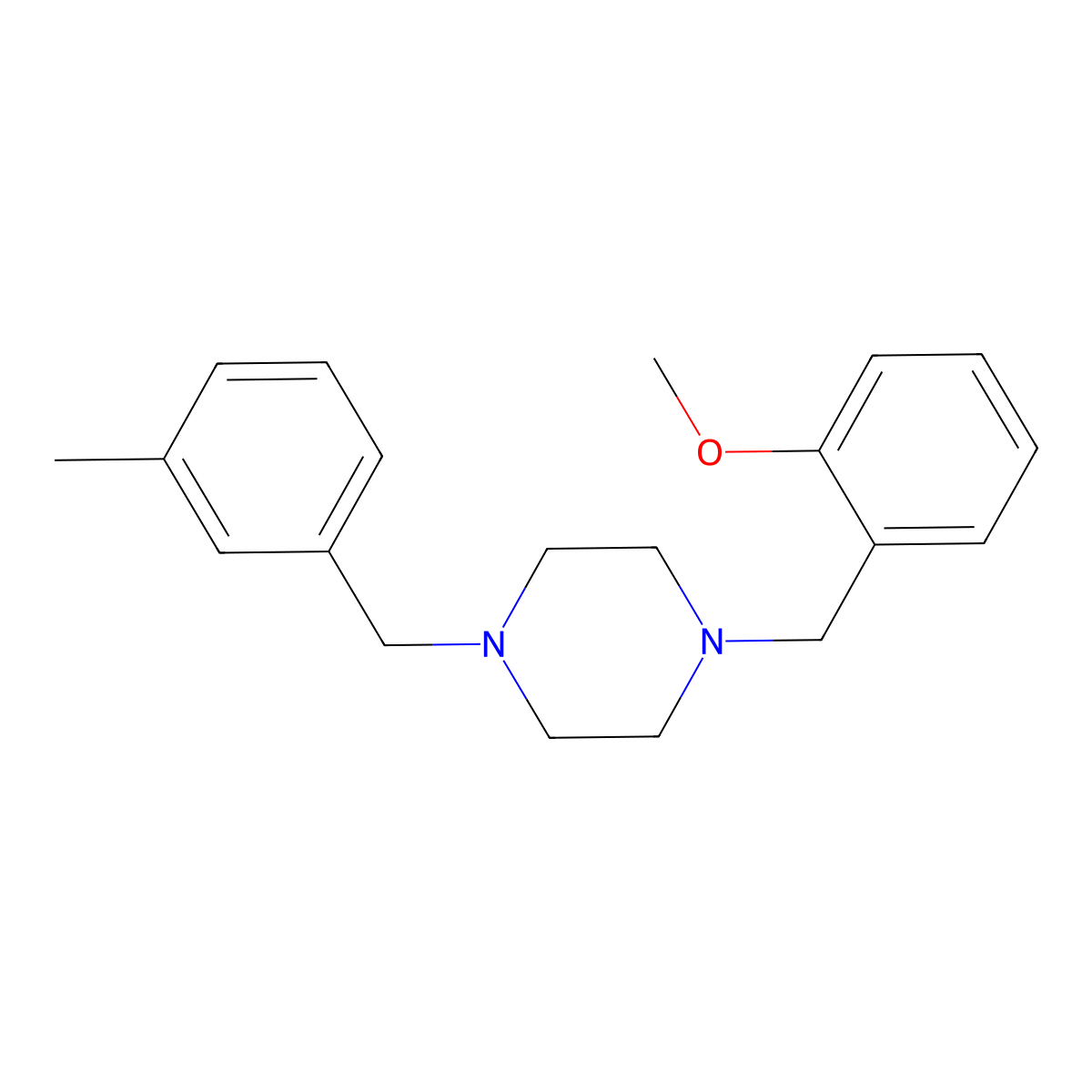 1-(2-Methoxybenzyl)-4-(3-methylbenzyl)piperazine molecular structure, CAS 356085-80-8
