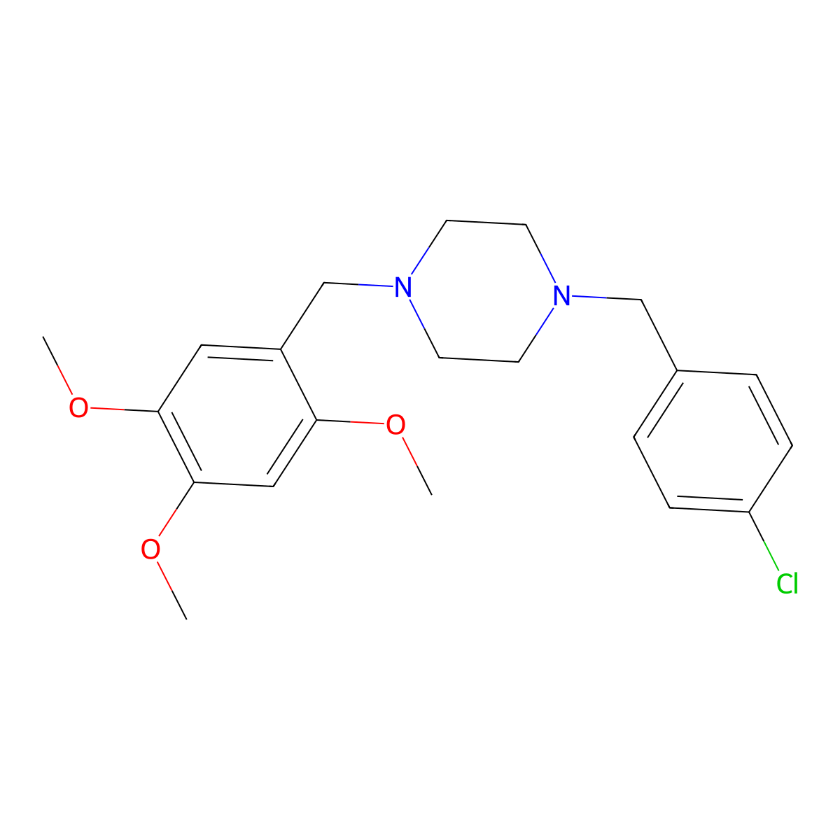 1-(4-Chlorobenzyl)-4-(2,4,5-trimethoxybenzyl)piperazine molecular structure, CAS 356085-84-2