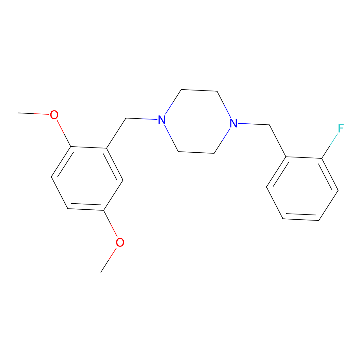 1-[(2,5-Dimethoxyphenyl)methyl]-4-[(2-fluorophenyl)methyl]piperazine molecular structure, CAS 356085-88-6