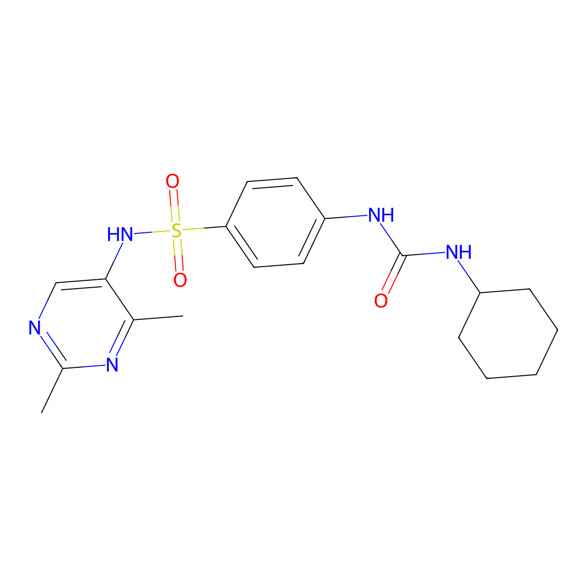 4-[(cyclohexylcarbamoyl)amino]-N-(2,4-dimethylpyrimidin-5-yl)benzenesulfonamide molecular structure, CAS 356085-99-9