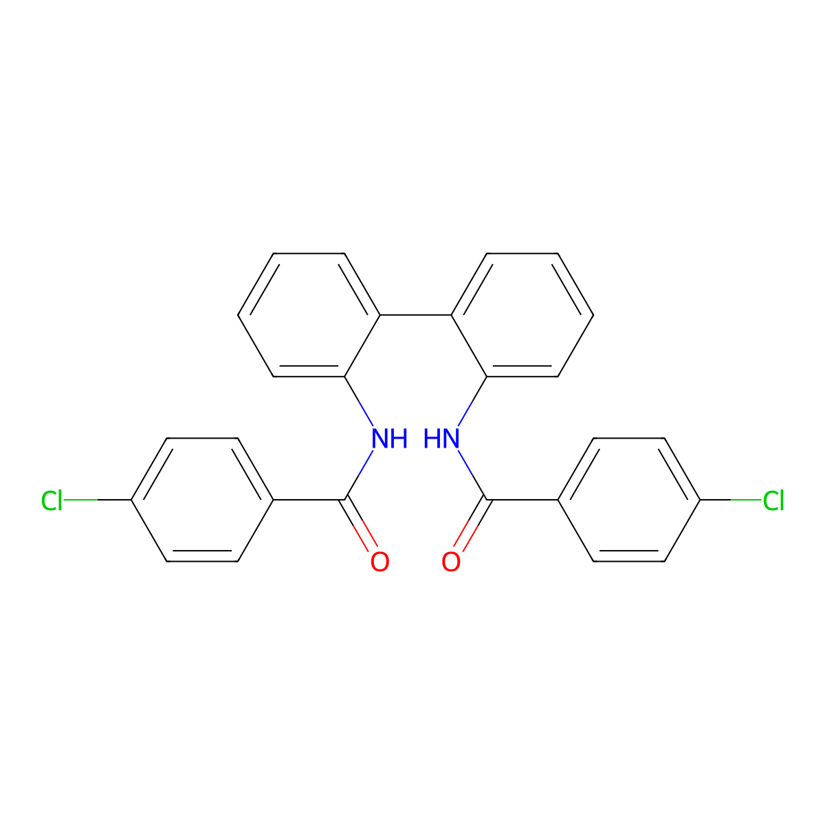 4-chloro-N-[2-[2-[(4-chlorobenzoyl)amino]phenyl]phenyl]benzamide molecular structure, CAS 356086-05-0