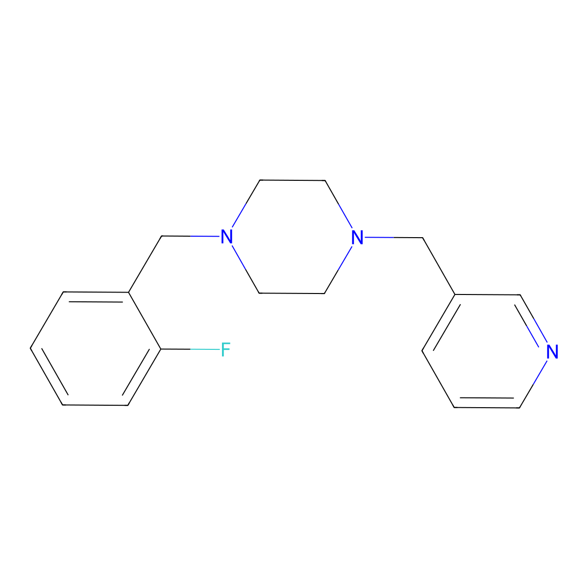 1-(2-Fluorobenzyl)-4-(3-pyridinylmethyl)piperazine molecular structure, CAS 356086-09-4