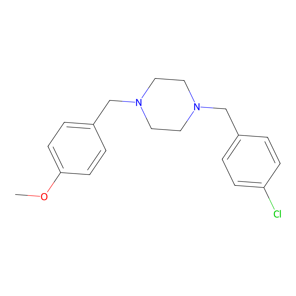 1-(4-Chlorobenzyl)-4-(4-methoxybenzyl)piperazine molecular structure, CAS 356086-13-0