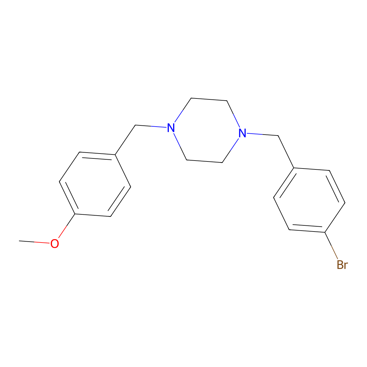 1-[(4-Bromophenyl)methyl]-4-[(4-methoxyphenyl)methyl]piperazine molecular structure, CAS 356086-21-0