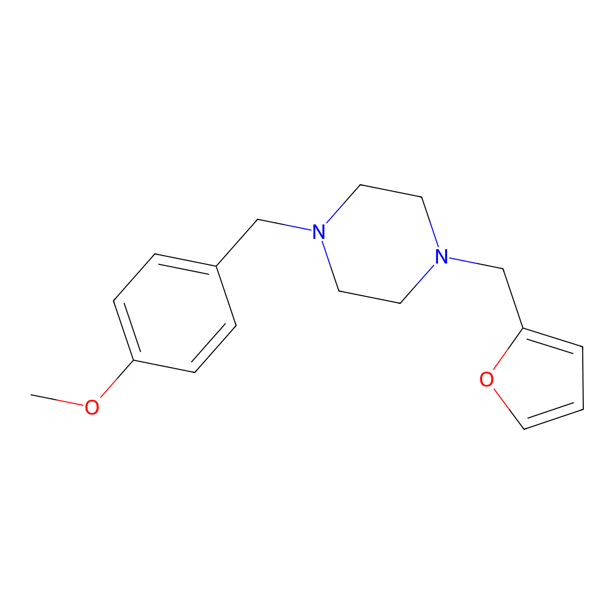1-(Furan-2-ylmethyl)-4-[(4-methoxyphenyl)methyl]piperazine molecular structure, CAS 356086-25-4