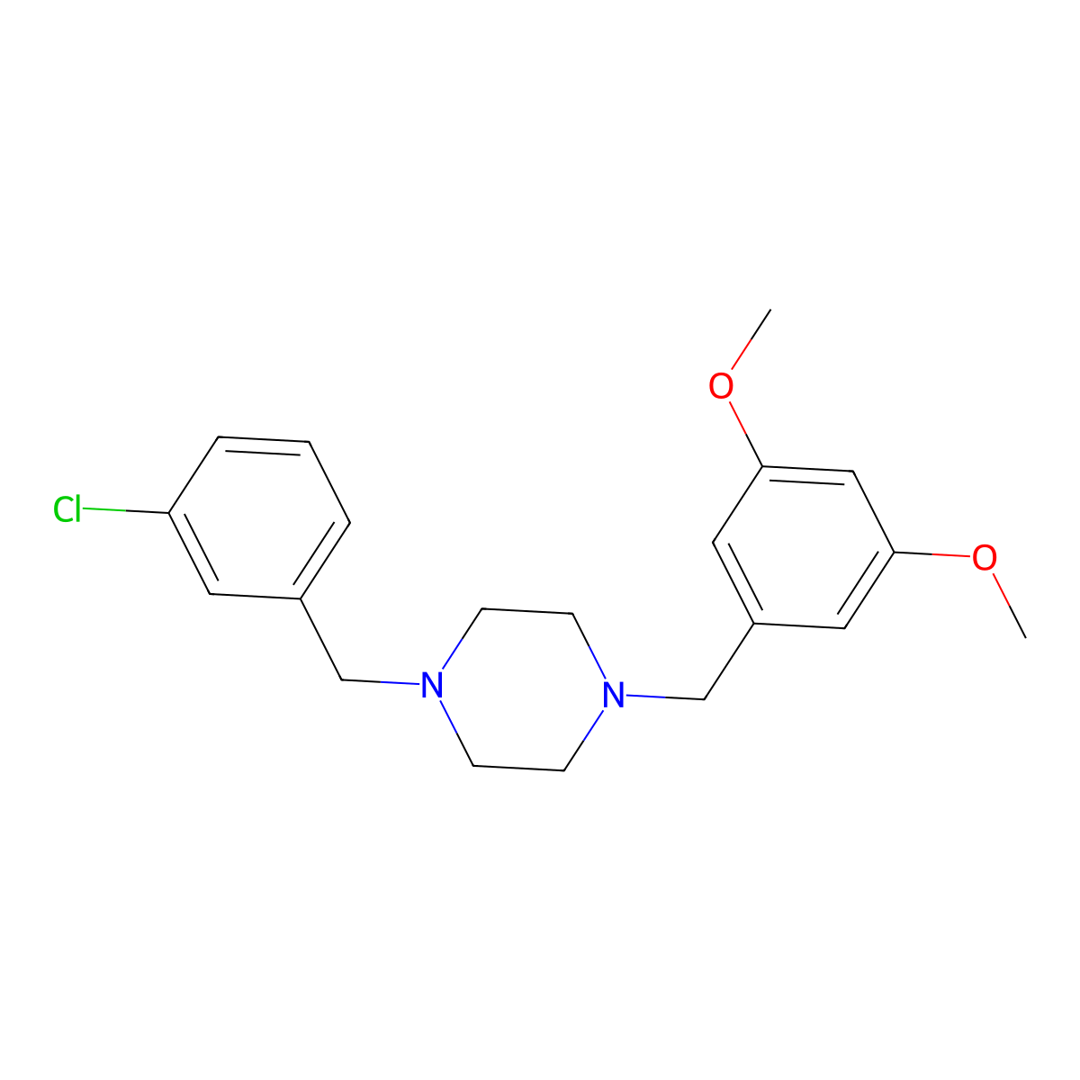 1-(3-Chlorobenzyl)-4-(3,5-dimethoxybenzyl)piperazine molecular structure, CAS 356086-29-8