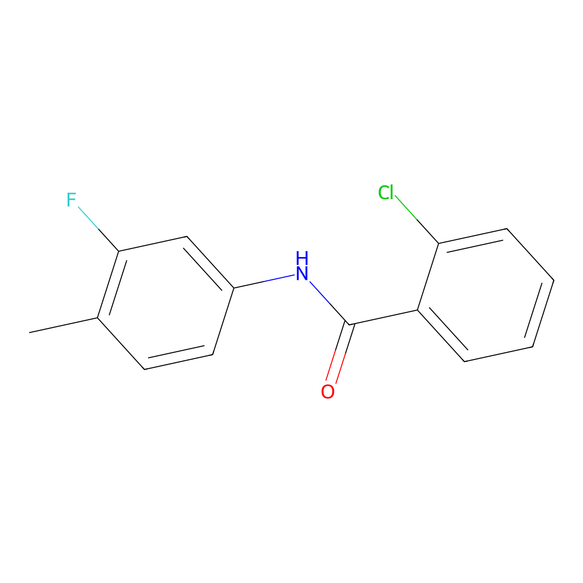 2-chloro-N-(3-fluoro-4-methylphenyl)benzamide molecular structure, CAS 356086-33-4