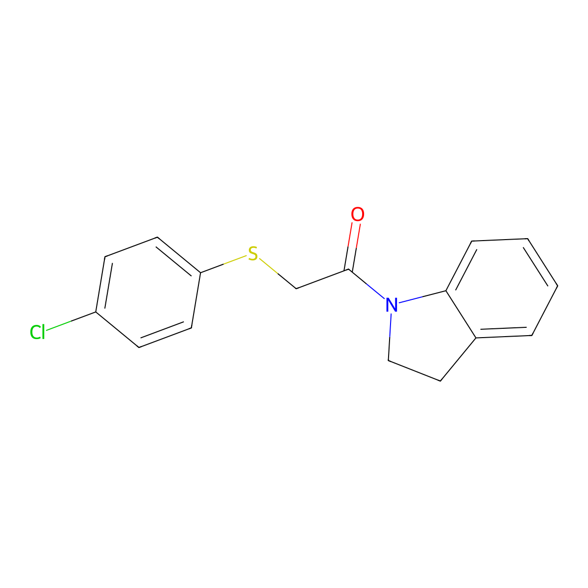 2-((4-Chlorophenyl)thio)-1-(indolin-1-yl)ethanone molecular structure, CAS 356086-37-8
