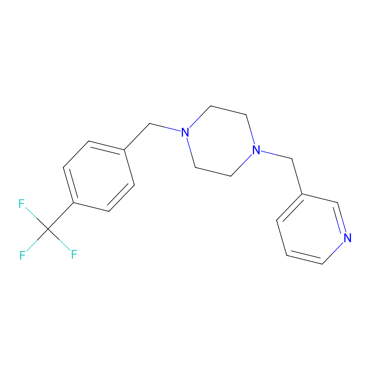 1-(Pyridin-3-ylmethyl)-4-[4-(trifluoromethyl)benzyl]piperazine molecular structure, CAS 356086-42-5