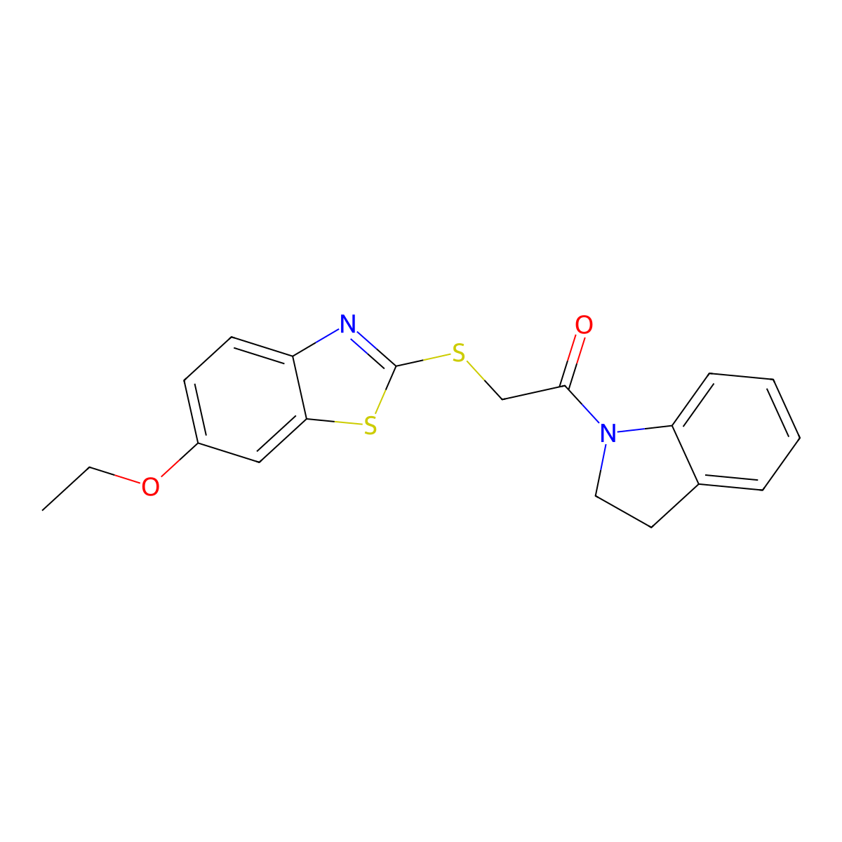 2-(6-Ethoxybenzothiazol-2-ylthio)-1-indolinylethan-1-one molecular structure, CAS 356086-44-7
