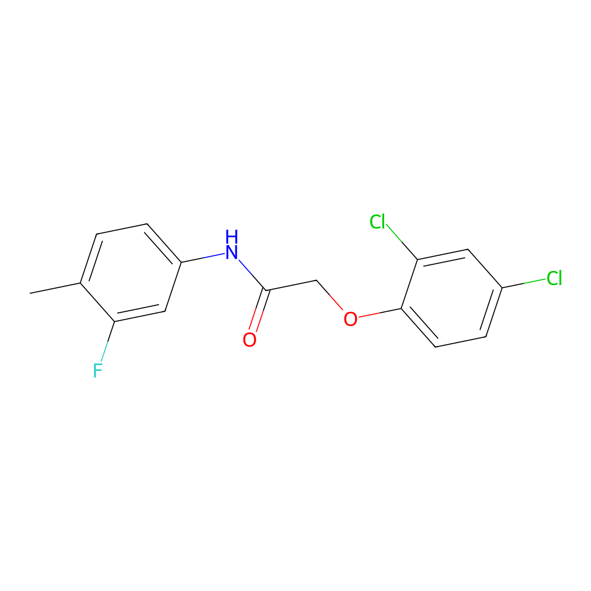 2-(2,4-dichlorophenoxy)-N-(3-fluoro-4-methylphenyl)acetamide molecular structure, CAS 356086-47-0