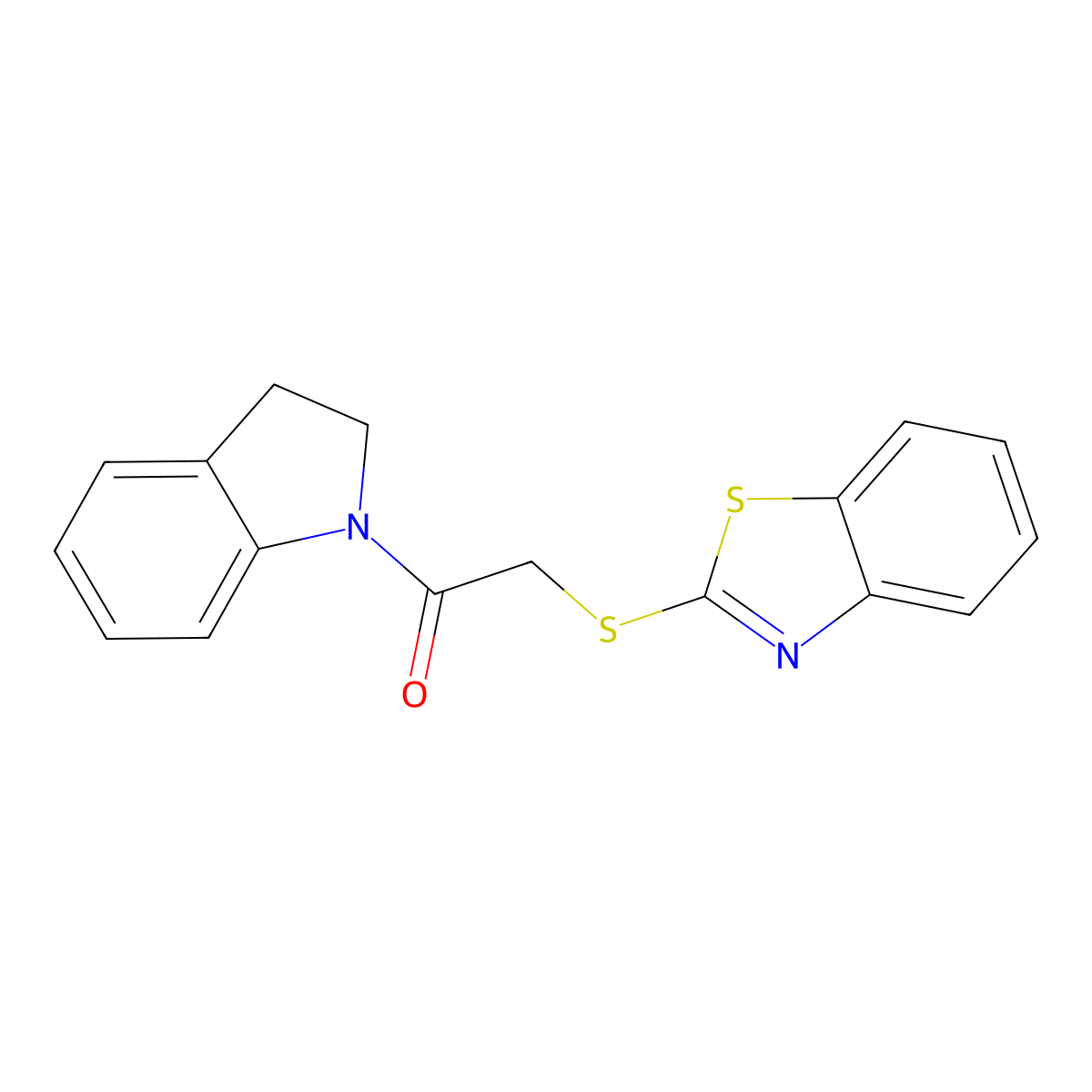 2-(Benzothiazol-2-ylsulfanyl)-1-(2,3-dihydro-indol-1-yl)-ethanone molecular structure, CAS 356086-48-1